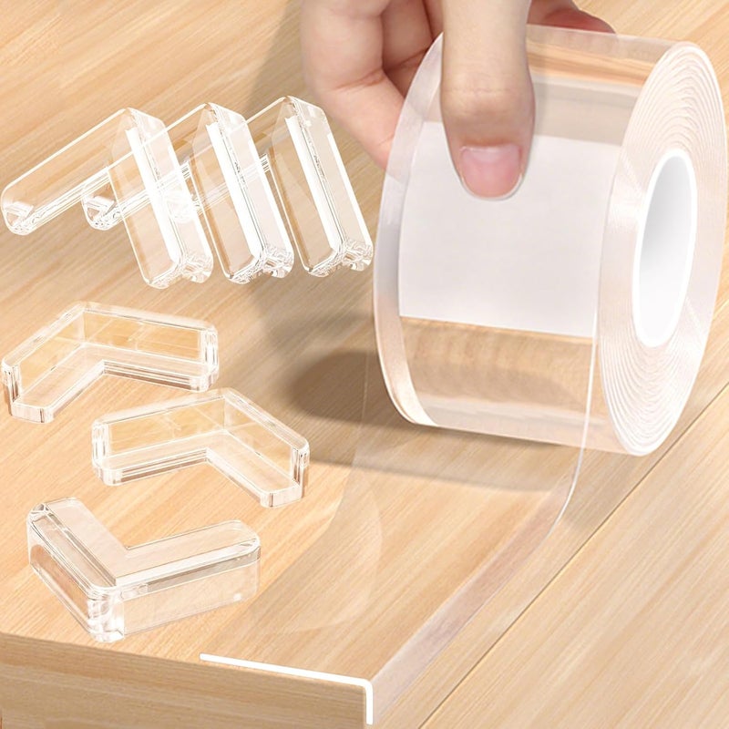CHENYA Clear Soft Corner Protectors for Furniture Strip,2 in x 13.12 FT Edge Bumper with 6 Corner Guards,Window Edge,Wall Protector,Table Corner Protectors and Fireplace in Family - Image 1